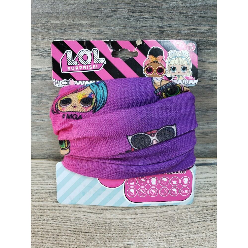 LOL Surprise Multi Use Headwrap Purple Pink Headband & Face Cover